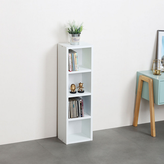 타워형 틈새 CD장, 화이트, 4단