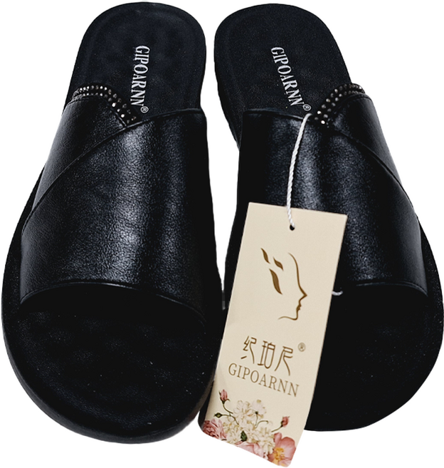 GIPOARNN 紀珀尼 女款 真皮頭層牛皮乳膠軟墊防滑室外拖鞋