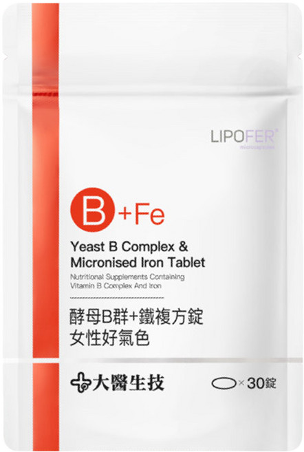 大醫生技 維他命B群+鐵複方錠 女性好氣色, 30顆, 1包