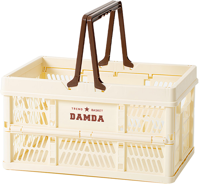 esopoom 摺疊收納提籃 簡易組裝 摺疊只要3秒 可堆疊使用 最大可承重量達10kg, 象牙白, 1個