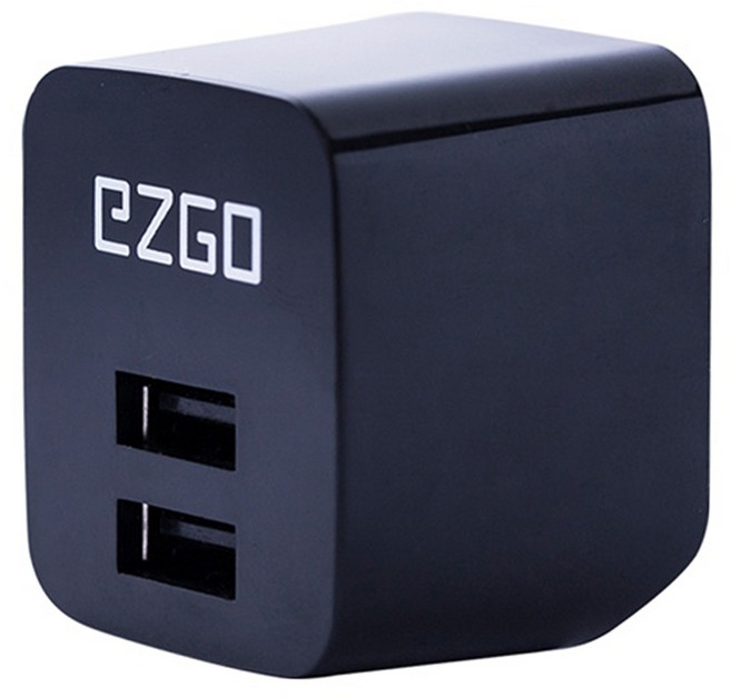 eZGO PHONE ACCESSORIES 2.4A雙輸出USB電源供應器, 黑色, 1個
