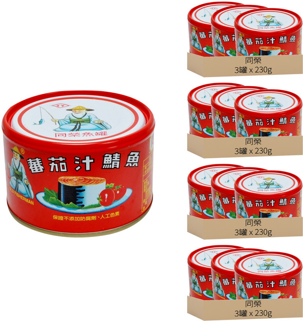 同榮 番茄汁鯖魚罐頭, 230g, 12罐