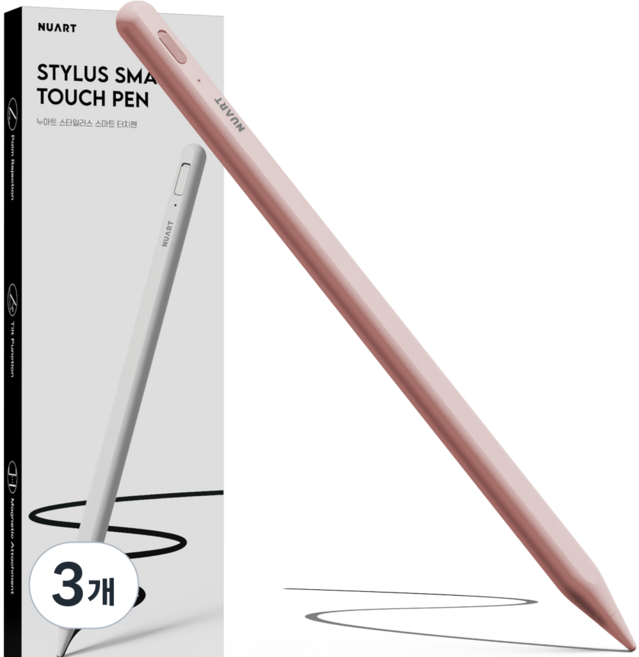 누아트 스타일러스 블루투스형 아이패드 호환 스마트 터치펜, 핑크, 3개