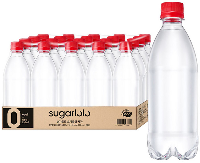 슈가로로 스파클링 사과 에코 무라벨, 500ml, 20개