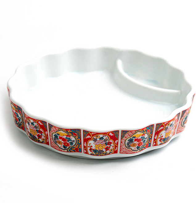 일본풍 회 나눔접시 원형, 다홍, 1개