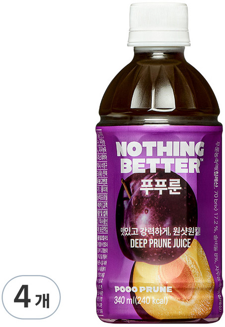 낫띵베럴 푸푸룬 푸룬주스, 340ml, 4개