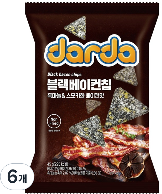 다르다 블랙베이컨칩, 45g, 6개