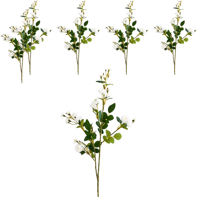 KUIBAO 快豹生活 仿真花 小薔薇 長度75cm, 清新白, 6件