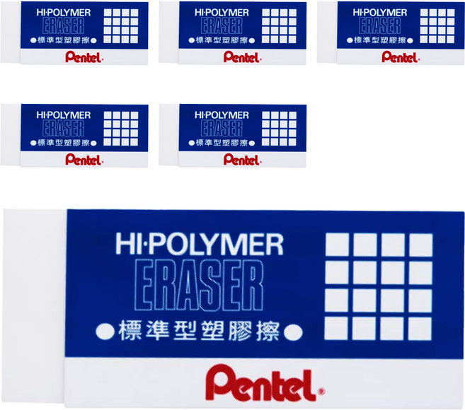 Pentel 飛龍文具 HI-POLYMER 特大橡皮擦 ZEH-99, 6個, 白色