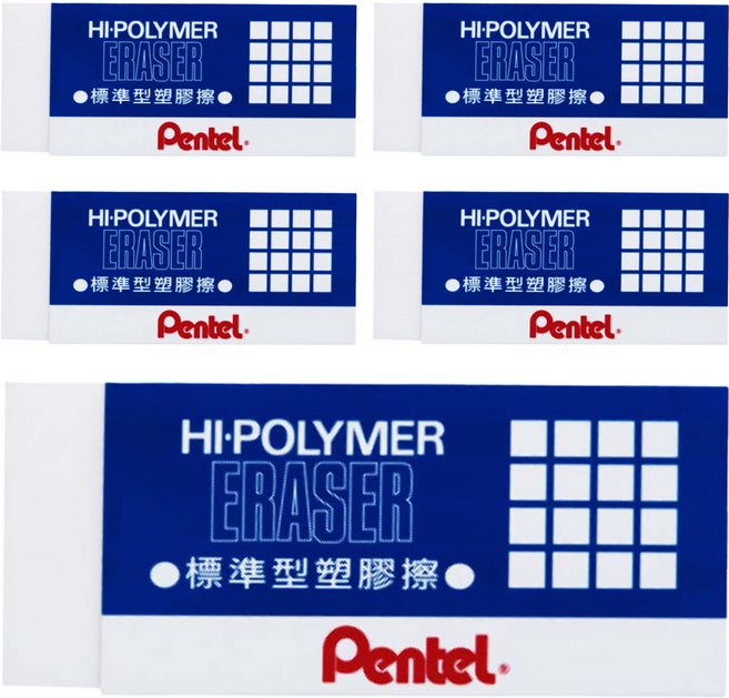 Pentel 飛龍文具 HI-POLYMER 特大橡皮擦 ZEH-99, 5個, 白色