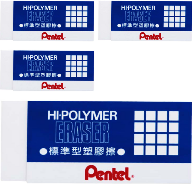 Pentel 飛龍文具 HI-POLYMER 特大橡皮擦 ZEH-99, 4個, 白色