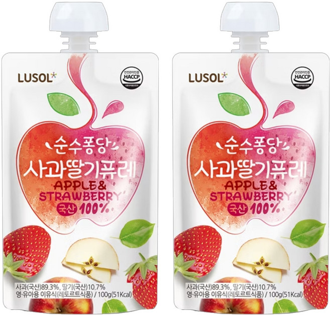 LUSOL 果泥 草莓蘋果, 100g, 2包
