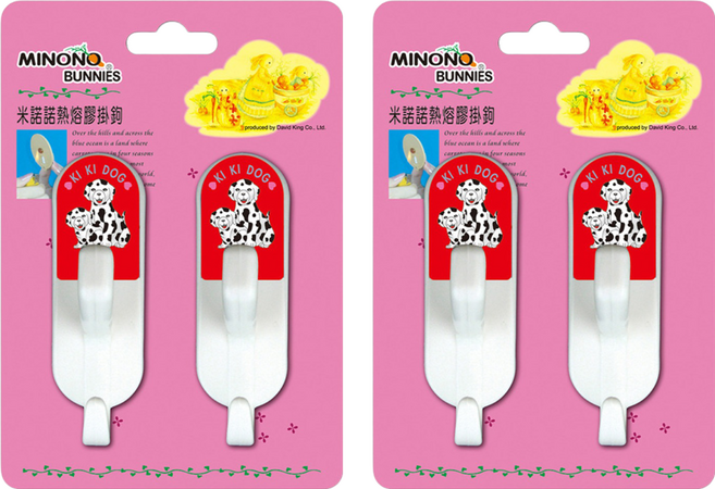 minono 米諾諾 KIKI DOG 233熱熔膠雙掛鉤 大長方 2入, 白色, 2組
