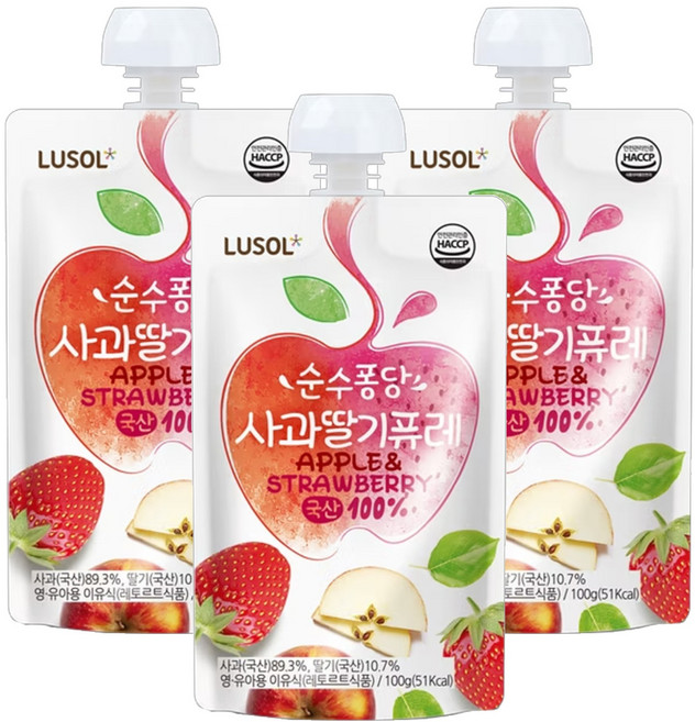 LUSOL 果泥 草莓蘋果, 100g, 3包