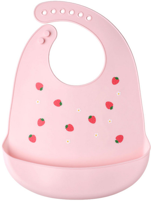 탐사 아기 실리콘 방수 이유식 턱받이, 분홍색, 1개, 1개입