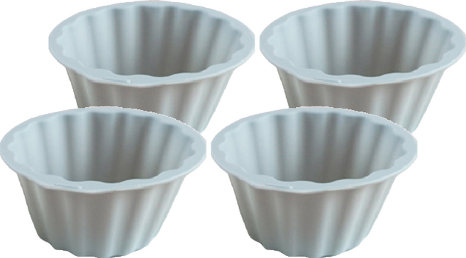 SiliPot 鉑金矽膠烘焙模具套裝 韓國製造 無需烘焙紙 方便收納, 冷灰色, 4個