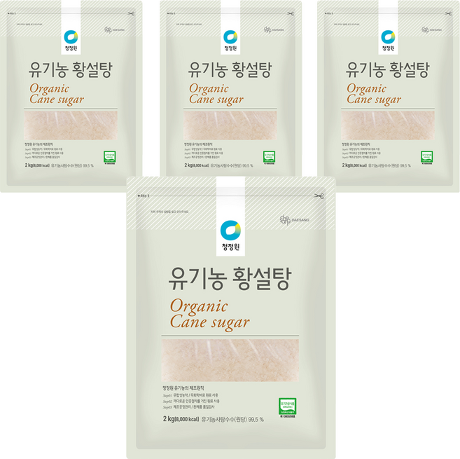 청정원 유기농 황설탕, 2kg, 4개