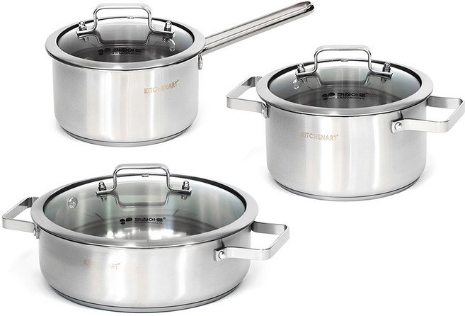 키친아트 인덕션 올가 냄비세트 3개, 혼합색상, 편수 18cm + 양수 20cm + 전골 26cm, 1세트