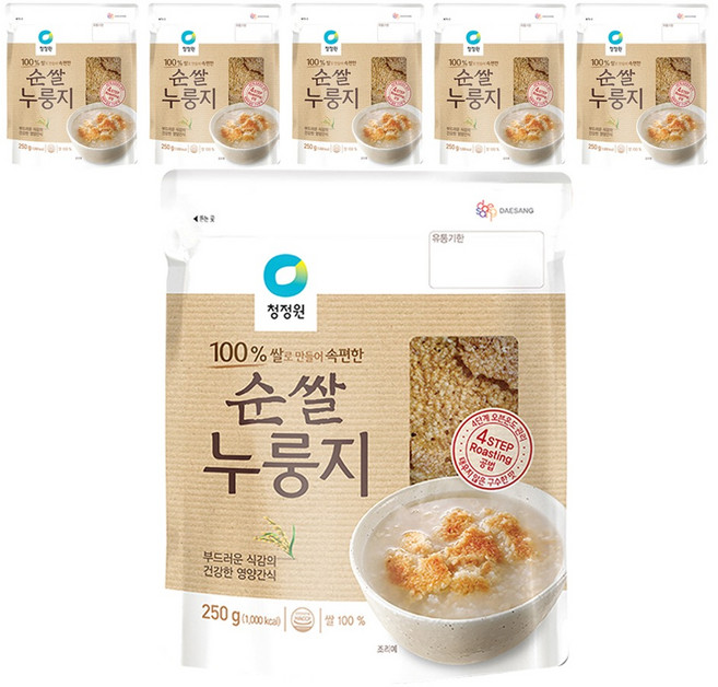 청정원 순쌀 누룽지, 250g, 6개
