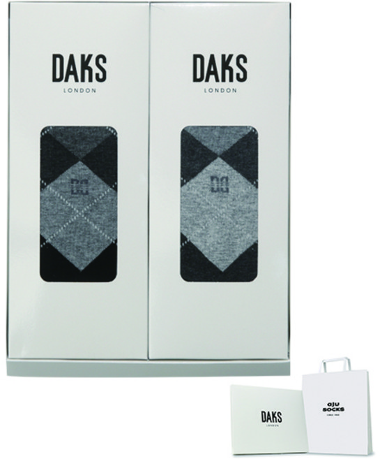 닥스 남성용 신사 아가일 장목 2족 양말 선물세트+ 쇼핑백