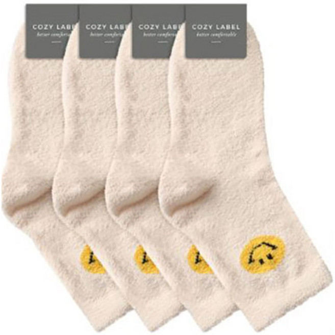 코지라벨 여성용 해피 스마일 수면양말 4켤레 세트