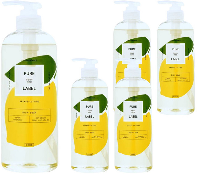 퓨어라벨 주방세제 레몬향 본품, 5개, 700ml