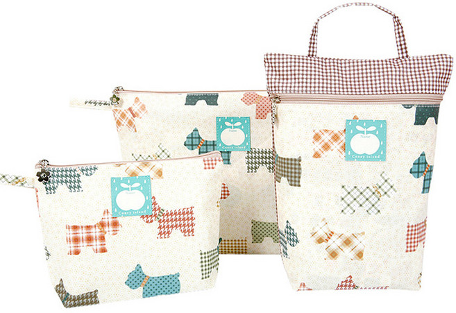 코니아일랜드 방수파우치 3종 세트, 아이러브독 아이보리