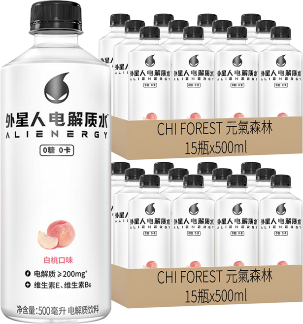 CHI FOREST 元氣森林 外星人電解質水運動飲料 白桃風味, 500ml, 30瓶
