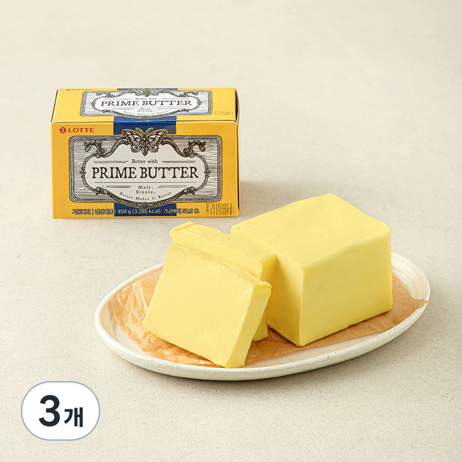 프라임 롯데푸드 버터, 450g, 3개