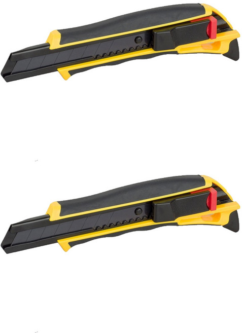 케이디와이 고무그립 오토리턴 커터칼 KC-18B, 혼합색상, 2개