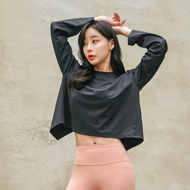 튜브트리 여성용 오버핏 래쉬가드 상의 B6208, FREE블랙