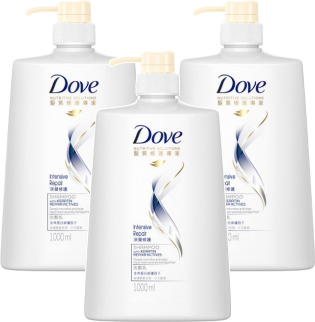 Dove 多芬 深層修護洗髮乳, 1000g, 3瓶
