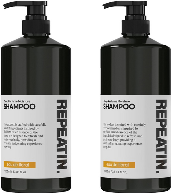 리피트인 딥퍼퓸 모이스처 약산성 프로틴 샴푸 오드플로랄, 1L, 2개