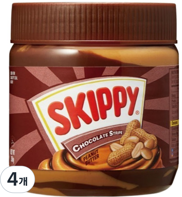 SKIPPY 吉比 巧克力條紋花生醬, 4個, 350g
