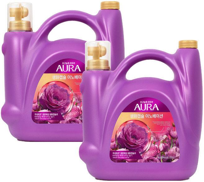 아우라 생화캡슐 섬유유연제 자스민머스크향 본품, 5.5L, 2개