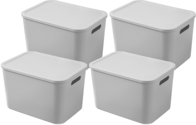 comet Home 附蓋收納盒, 灰色, 4個