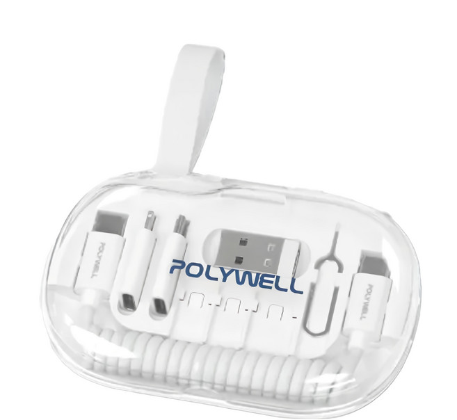 POLYWELL 寶利威爾 六合一充電收納粉餅盒 PW15-T65-0806, 白色, 1組
