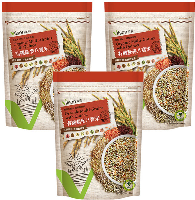 Vilson 米森 有機藜麥八寶米, 900g, 3包