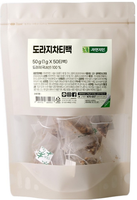 자연지인 도라지 차 삼각티백, 1g, 50개입, 1개