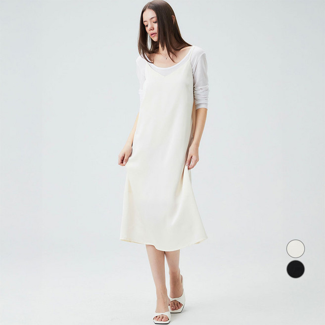 ELLEPARIS 여성용 우아한 글로우 새틴 뷔스티에 롱 원피스