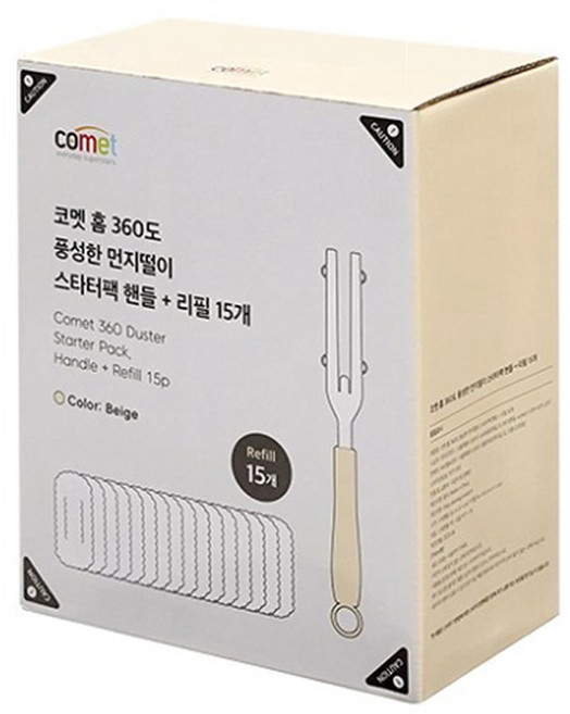 comet 360度除塵撢子 + 補充包 15個, 白色, 1組