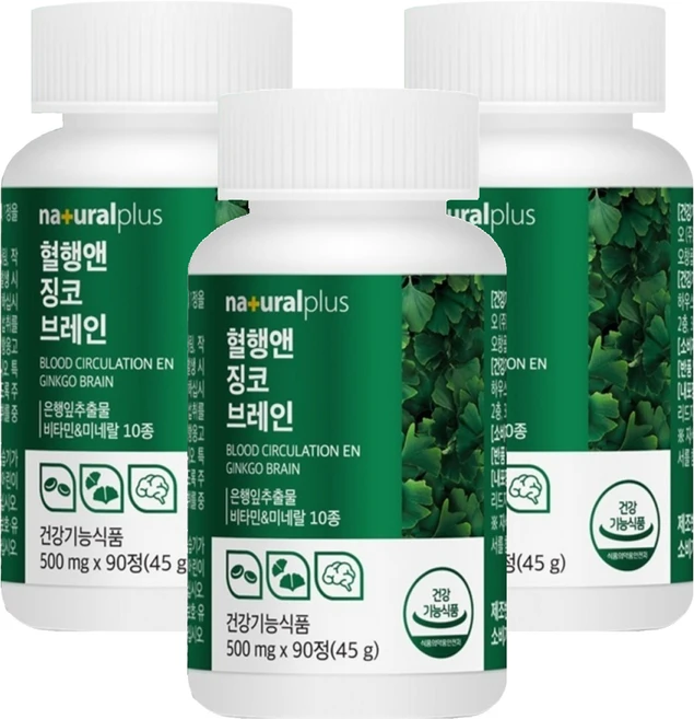 내츄럴플러스 혈행앤 징코 브레인, 90정, 3개 - 쿠팡
