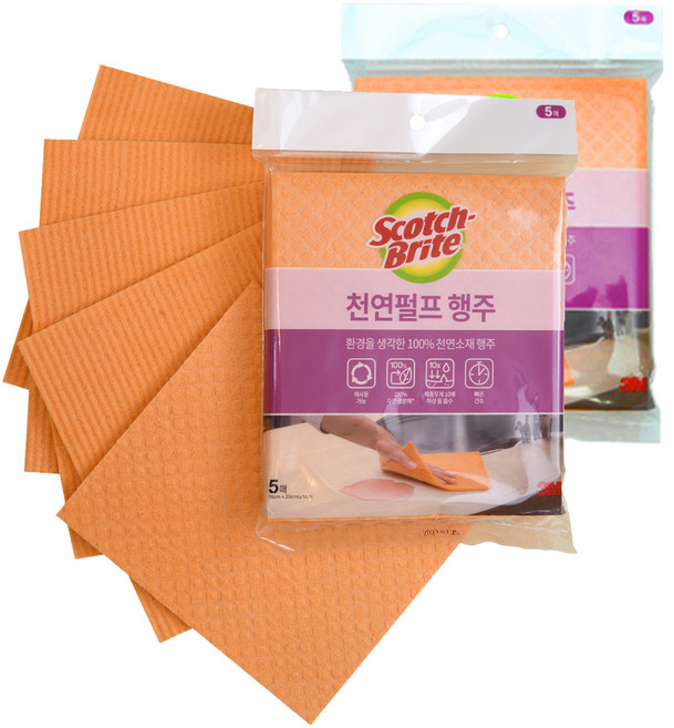 스카치브라이트 빨아쓰는 셀룰로오스 천연펄프 행주, 5개입, 2개