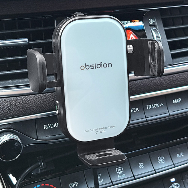 옵시디언 차량용 핸드폰 고속 무선충전거치대, CT-W16, 화이트