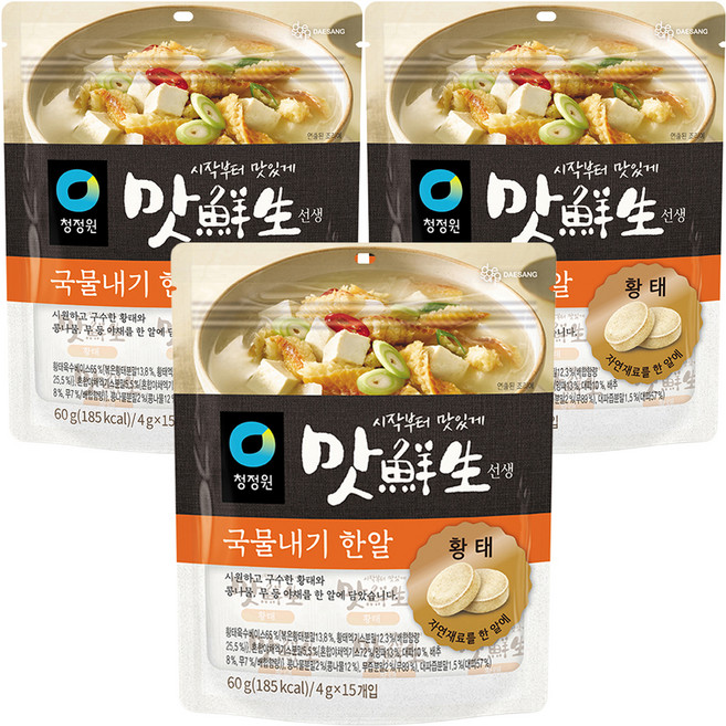 청정원 맛선생 황태 국물내기 한알, 60g, 3개