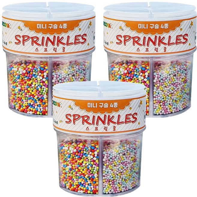 내츄럴팩토리 데코스프링클 미니구슬 4종 세트, 3세트, 56g