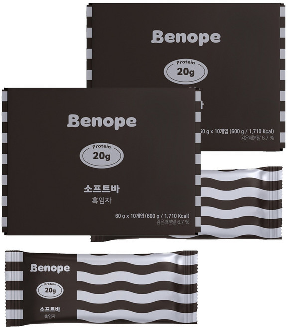 베노프 소프트바 프로틴바 흑임자 10p, 600g, 2개