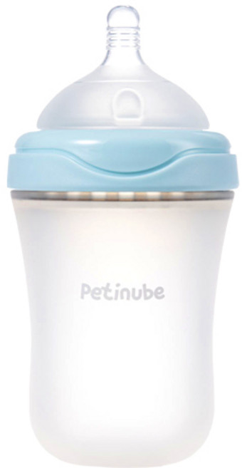 쁘띠누베 국내 제조 실리콘젖병, 블루, 180ml, 1개