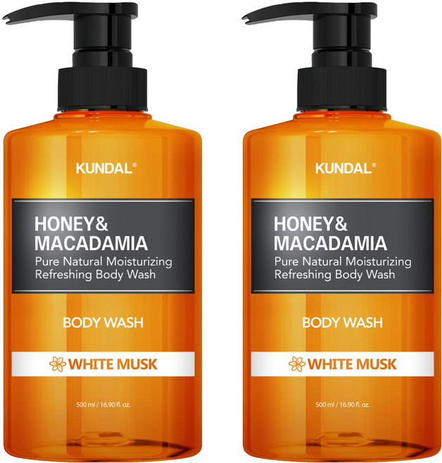 KUNDAL 昆黛爾 蜂蜜澳洲堅果保濕沐浴露 White Musk, 500ml, 2瓶
