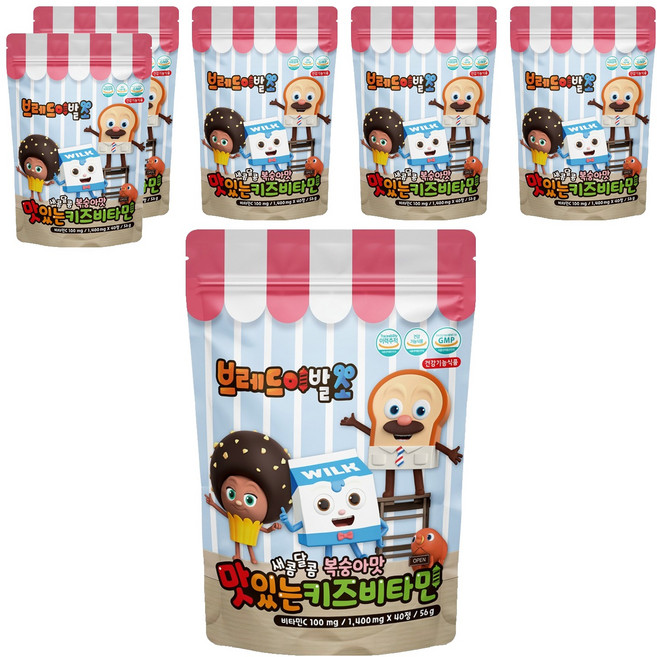 아텍스 브레드이발소 맛있는 키즈비타민 56g, 40정, 6개